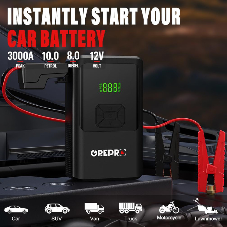 جامپ استارت 3000mAh کامیون و سواری GREPRO 5 in 1